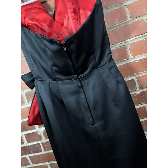 Vintage Victor Costa Dress Red/Black Side Bow USA Size 10 Needs Repair Strap - Picture 5 of 8